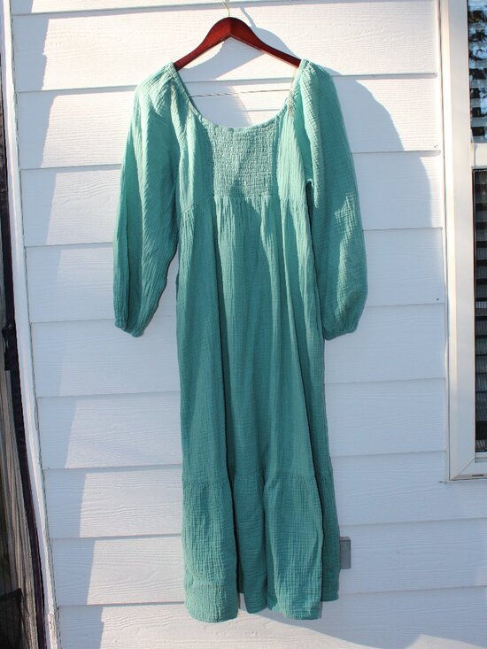 Universal Thread Teal Cotton Gauze Tiered Maxi Dress- Medium - Picture 5 of 8